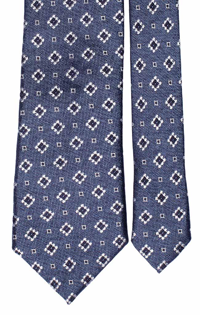 Graffeo Cravatte - Wholesale Necktie - Men's - Jaspé Silk Tie Avion White Blue Pattern J771
