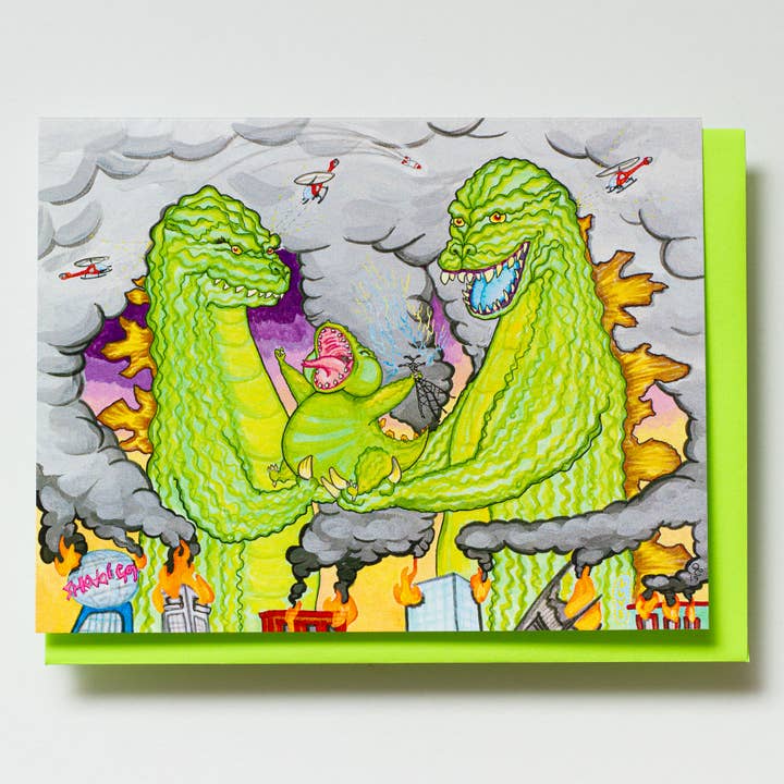 New Baby Card Funny Godzilla pour la vente par Quinn Curnow