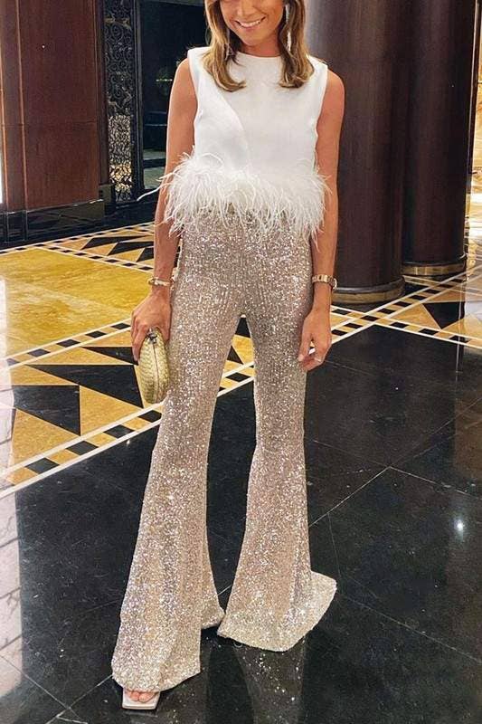 Queen Fashion - Wholesale Blouse - Women's - feather trim sleeveless top feather12