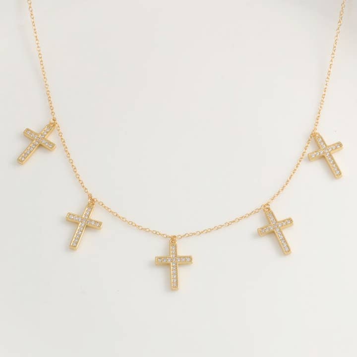 Collana con cristalli Multi Croci per la vendita all'ingrosso da parte di Herzschmuck.ch