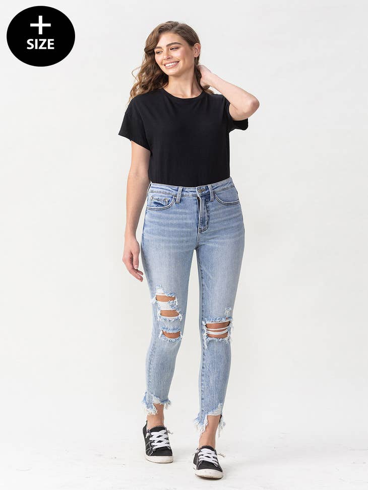 Waist-Match™ Slim Straight Crop Jeans In Plus Size - Raspberry
