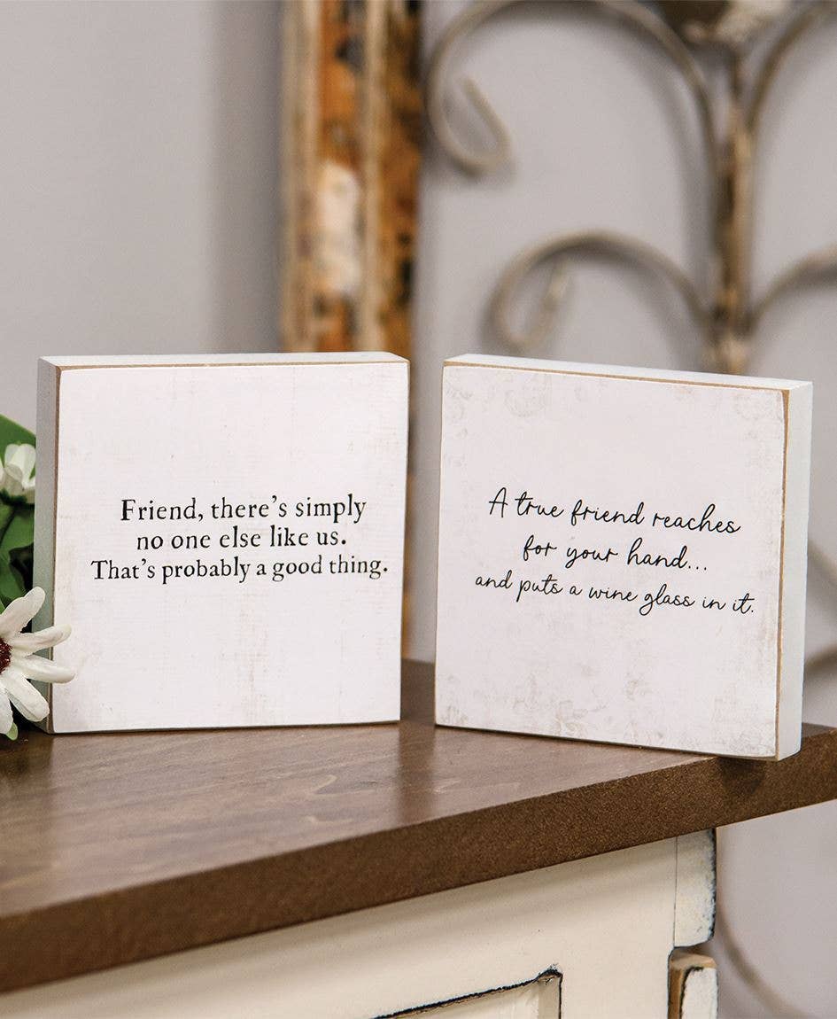 Col House Designs - Wholesale Sign - A True Friend Square Block, 2 Assorted1