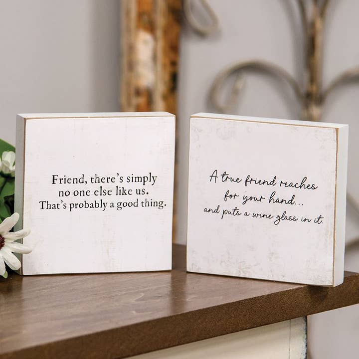 Col House Designs - Wholesale Sign - A True Friend Square Block, 2 Assorted1