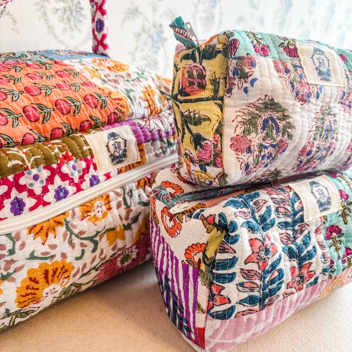 Heart of Grace - Wholesale Makeup/Cosmetic Bag - Wildflower Patch | Quilted Cosmetic Bags-set of 3