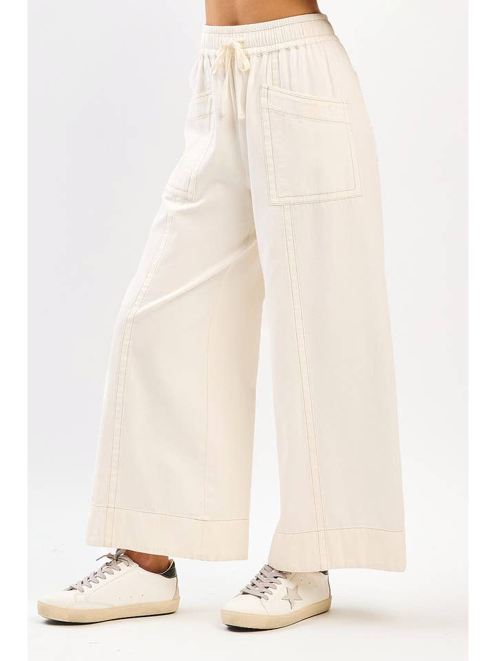 mittoshop - Wholesale Pants - Women's - MINERAL WASH WIDE LEG ELASTIC WAIST TWILL PANTS14