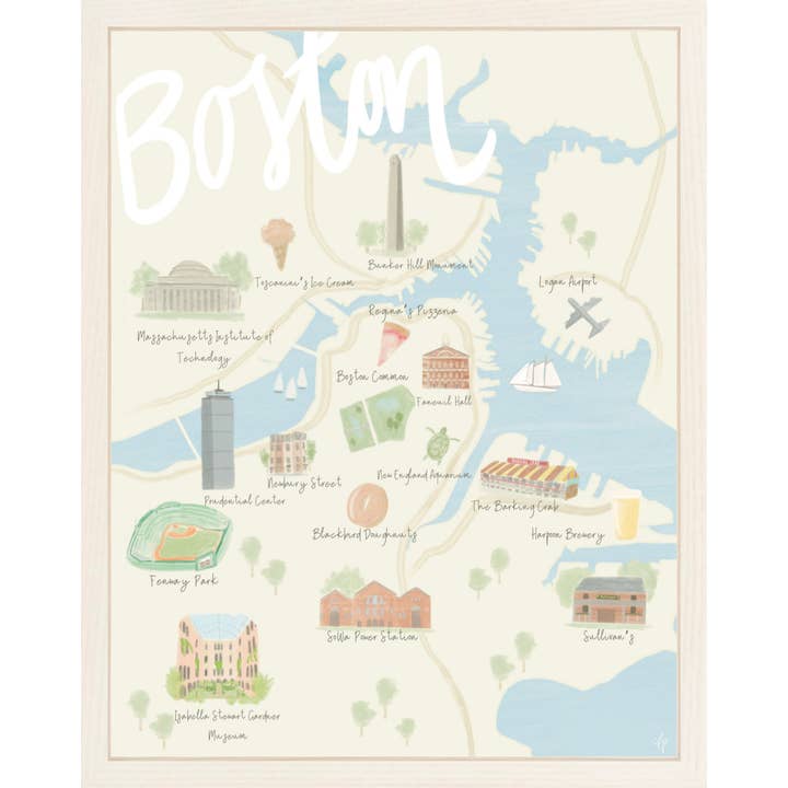 Boston Map Print for wholesale by Palm Prints