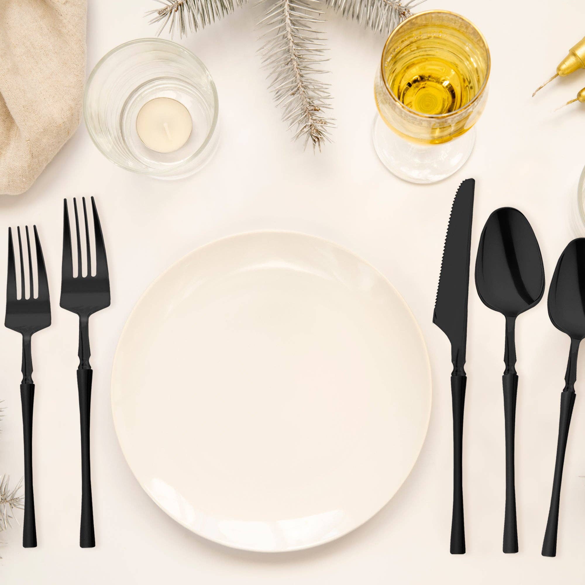 Smarty had a Party - Wholesale Assorted Cutlery Set - Black Moderno Plastic Cutlery Set - 20 Guests6