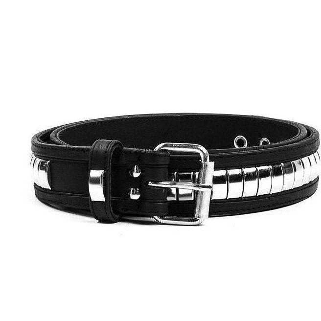 Cintura Punk Rocker in Pelle Borchiata Argento Nu Metal per la vendita all'ingrosso da parte di JUNGLE TRIBE