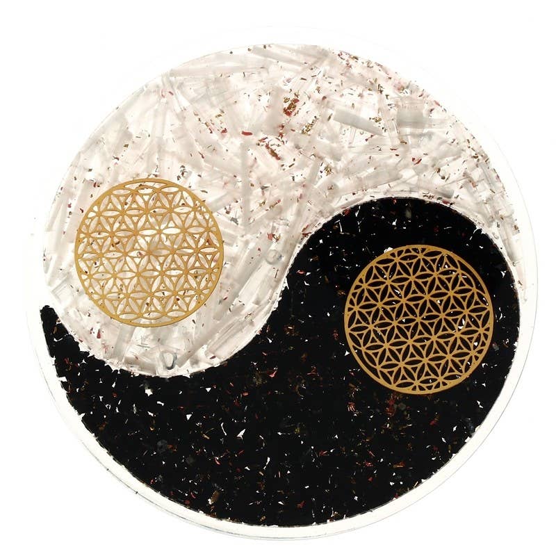 Artisans de Madagascar - Wholesale Crystal Charging Plate - Selenite Black Tourmaline Orgonite Flower of Life platter1