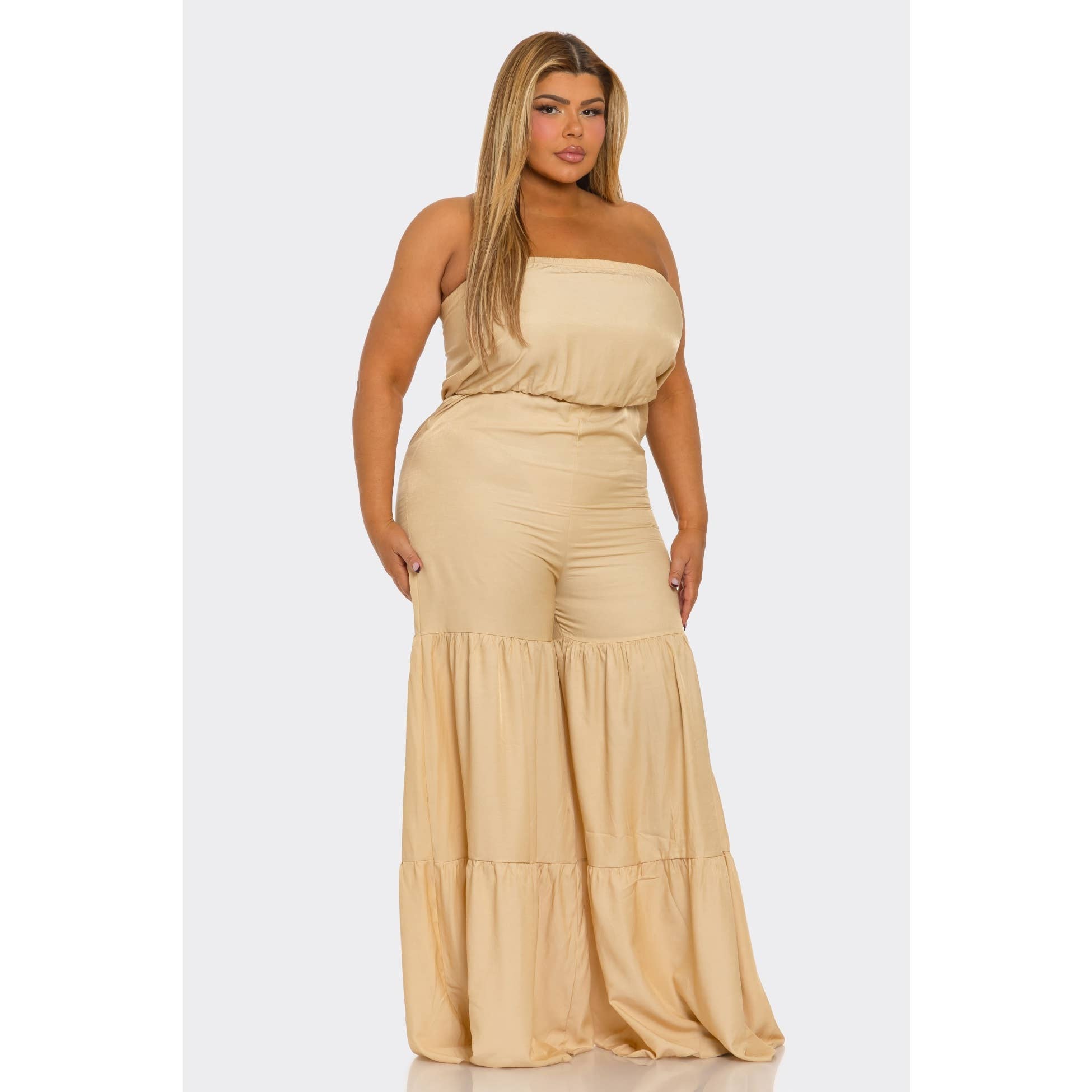 FashionShowcase - Wholesale Jumpsuit - Women's - PLUS -JUMPSUIT RUFFLE HEM2