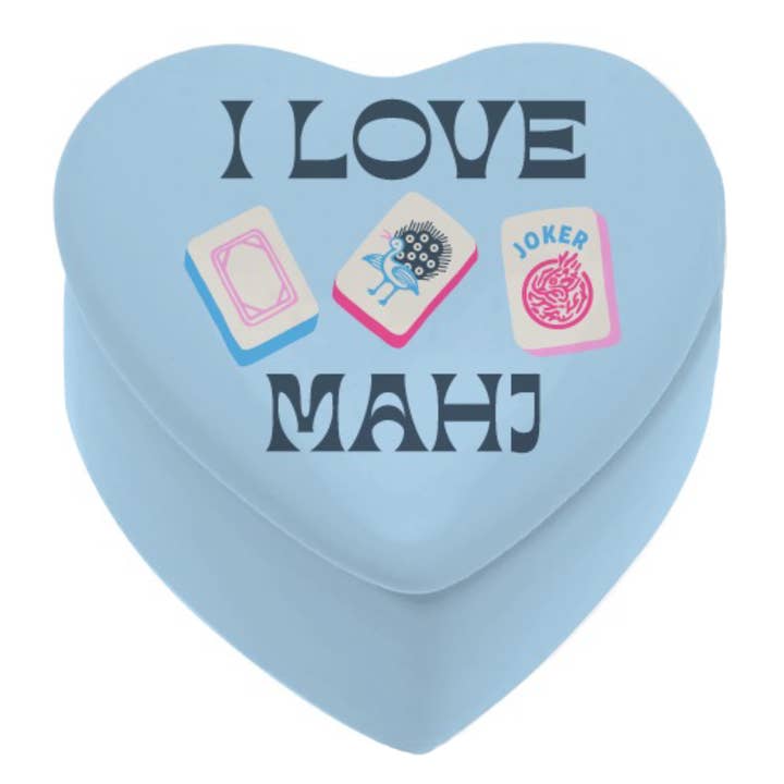 Ceramic Heart Shaped Trinket Box | I Love Mahj for wholesale by soiree-sisters