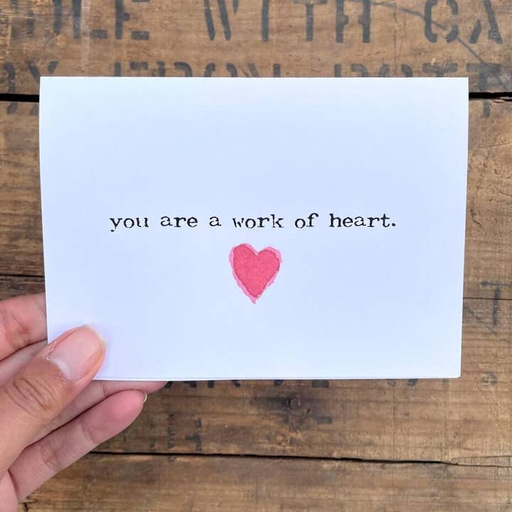 du er et arbejde af hjertet kompliment lykønskningskort for engroshandel hos Alison Rose Vintage