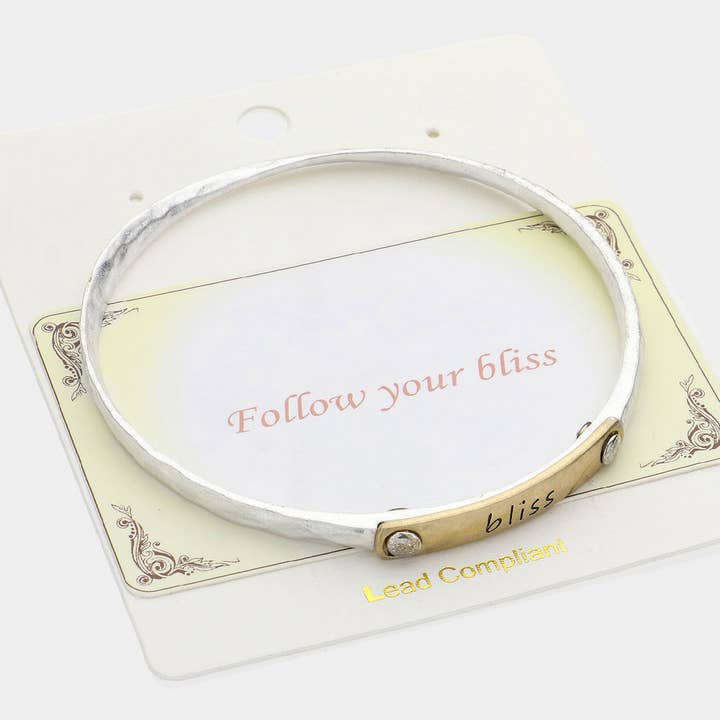 Sensibling Corp. - Wholesale Bangle Bracelet - Bliss Message Two Tone Metal Bangle Bracelet6