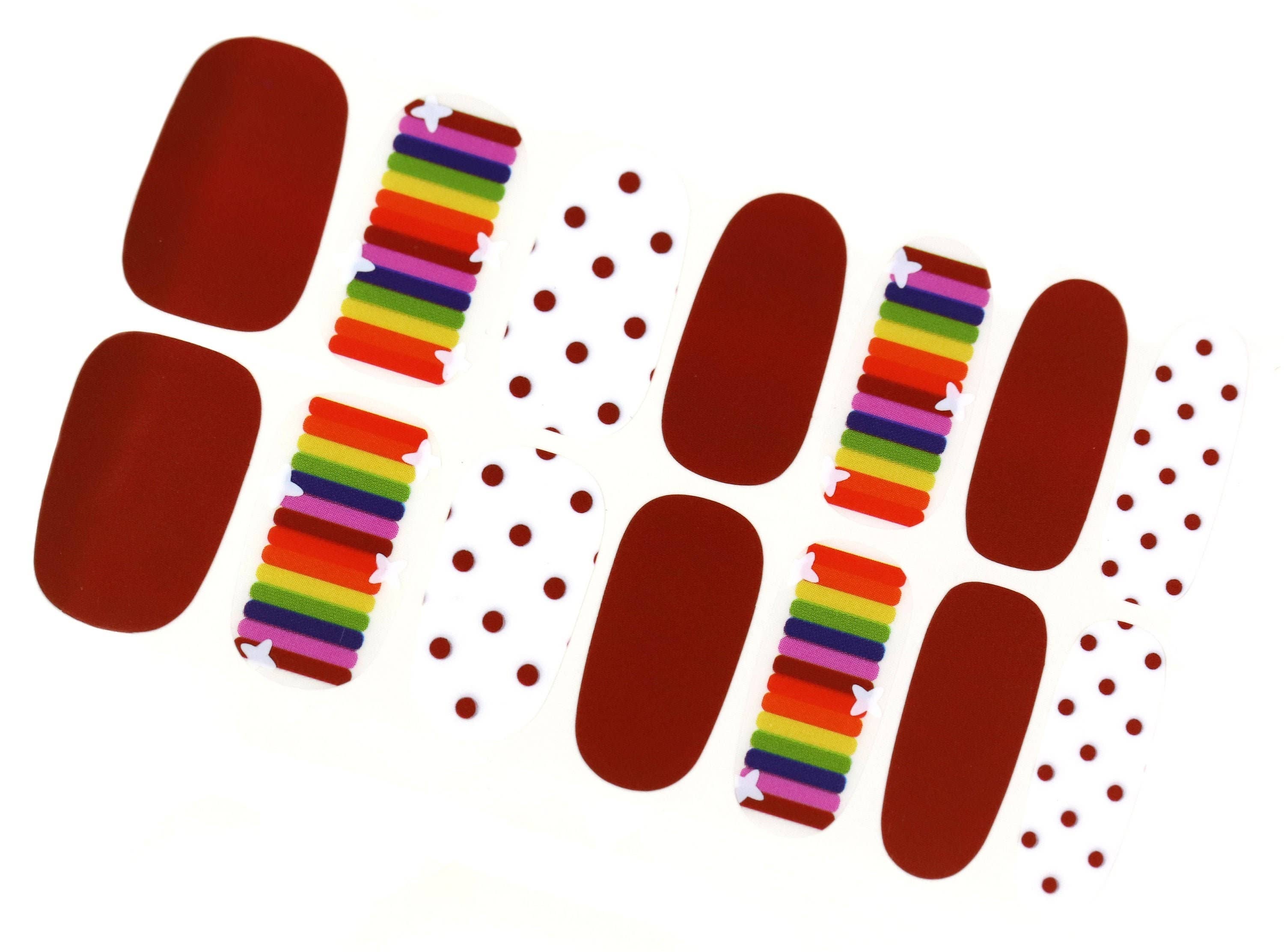 Wholesale Rainbow Stripes Nail Wraps / Polka Dot Colorful Nail