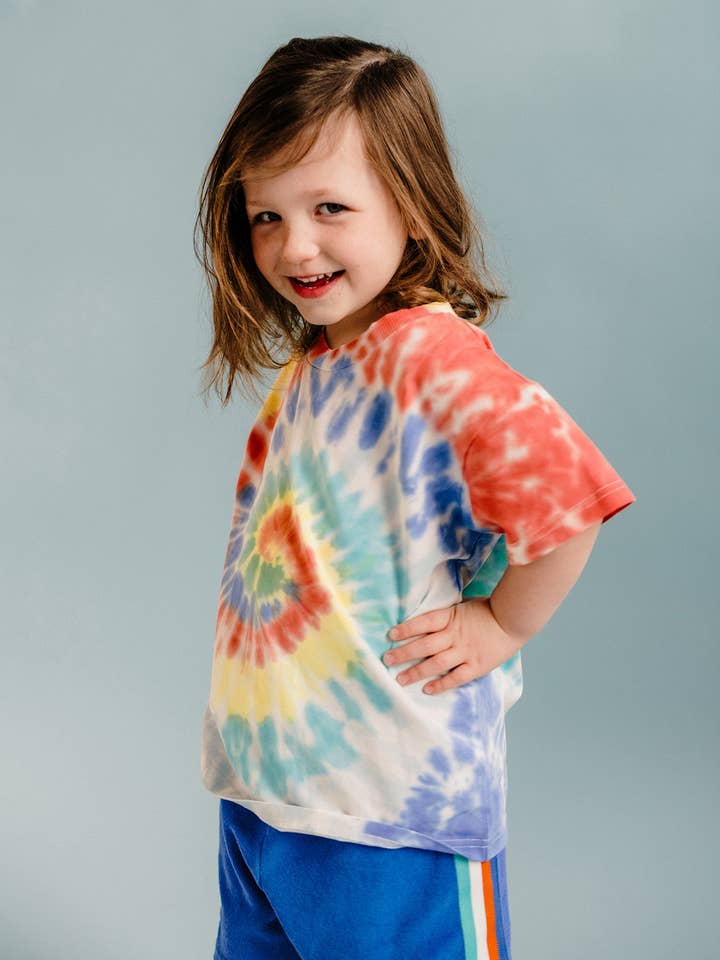 Rainbow COSMIC POWERS TIE DYE SHORT SLEEVE T-SHIRT for wholesale on Faire0