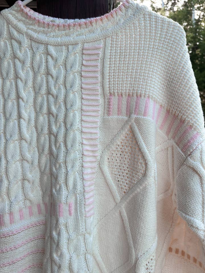 Ivory Light Pink Simple Girly Sweater for wholesale on Faire
