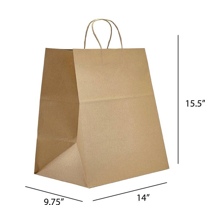 Natural/White Paper Bag - 14 x 9.75 x 15.5 (200 Pack) for wholesale by PTP BAGS