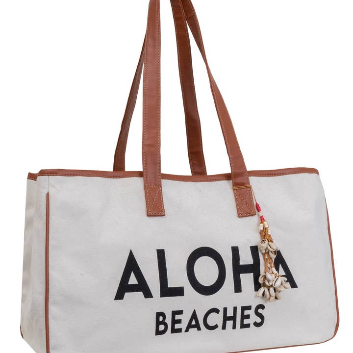 Magid - Wholesale Tote Bag - Women's - Magid Canvas Slogan Tote "ALOHA BEACHES"