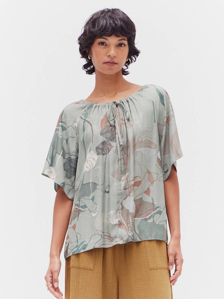 Grade & Gather - Wholesale Blouse - Women's - 41678JG - PRINTED SUMMER TOP