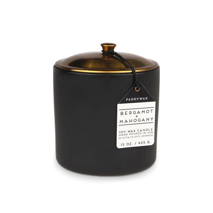 Paddywax Hygge 3-Wick Candle - Black - Bergamot & Mahogany for wholesale by Designworks Collective