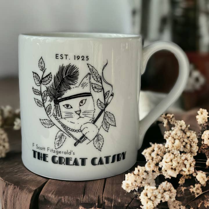 The Great Catsby Literary Cat Bone China Mug for wholesale by GiftSmith
