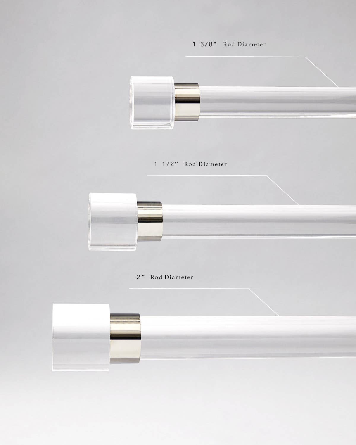 LuxHoldups - Vente Tringles à rideaux - Tringle à rideaux en Lucite Luxholdups avec quincaillerie en laiton9