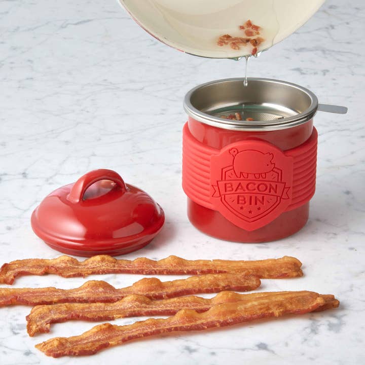 TALISMAN DESIGNS - Wholesale Kitchen Tool/Gadget - Metal Bacon Bin Grease Holder- Red