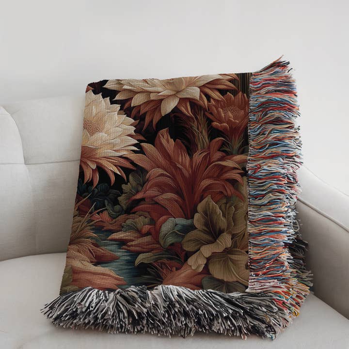 CasaIuliia - Wholesale Throw Blanket - Desert Cactus Bloom Woven Blanket, Southwestern Floral Decor2