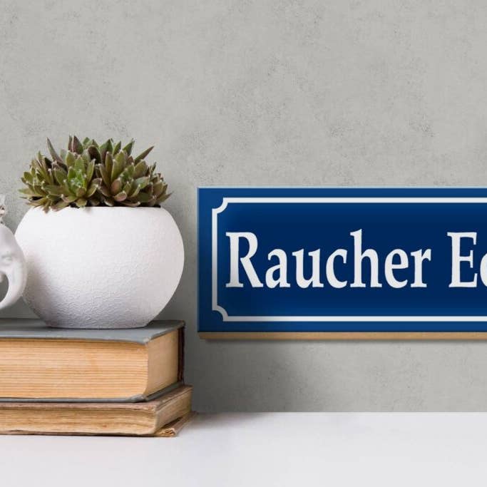 Femer – Engroshandel Skilt – Træskilt 27x10cm rygerhjørne (blå, hvid) træ dekorativt skilt træskilt3