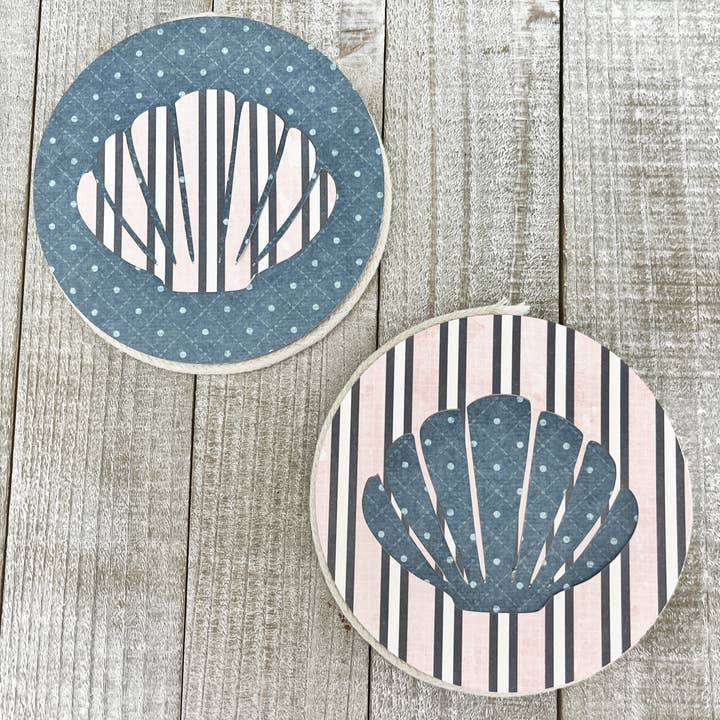 Plaid Spirit - Wholesale Decorative tabletop object - Seaside coasters; set of 2; assorted designs & colors5
