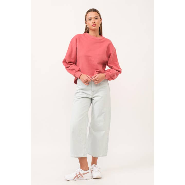 The GREii - Wholesale Sweatshirt - Women's - Cutout Rib Fleece Sweatshirt1