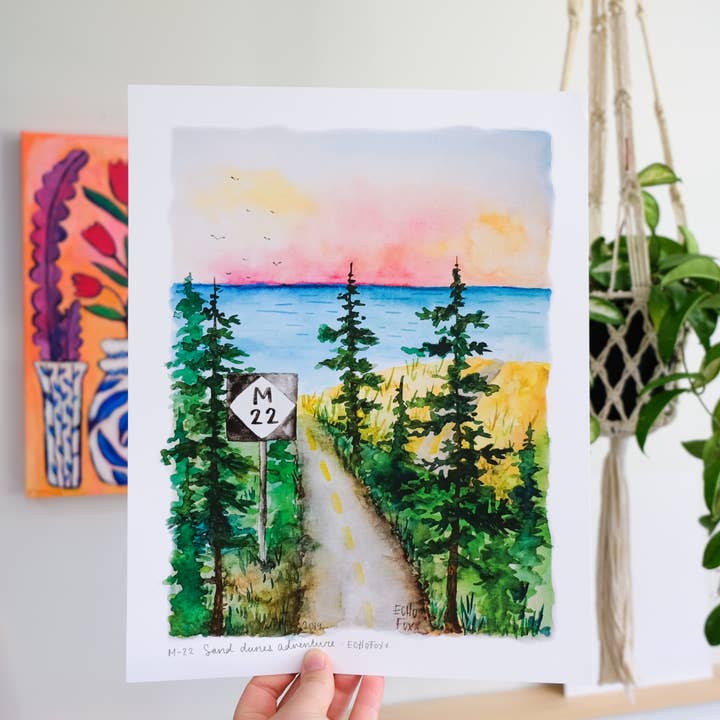 Stampa ad Acquerello Avventura sulle Dune di Sabbia M-22 per la vendita all'ingrosso da parte di Echo Foxx