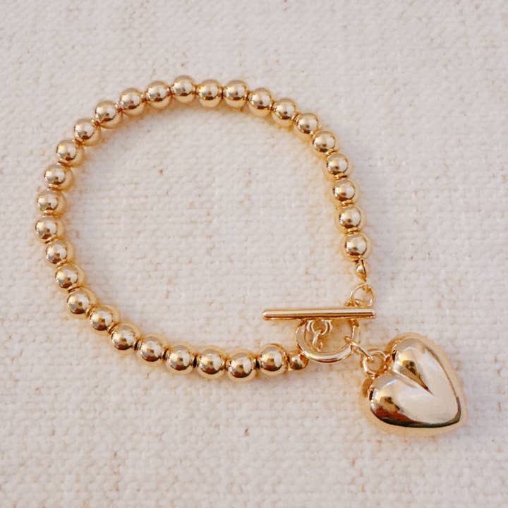 Ellison+Young - Wholesale Charm/Dangle Bracelet - Ball Beads Dangle Heart Toggle Bracelet