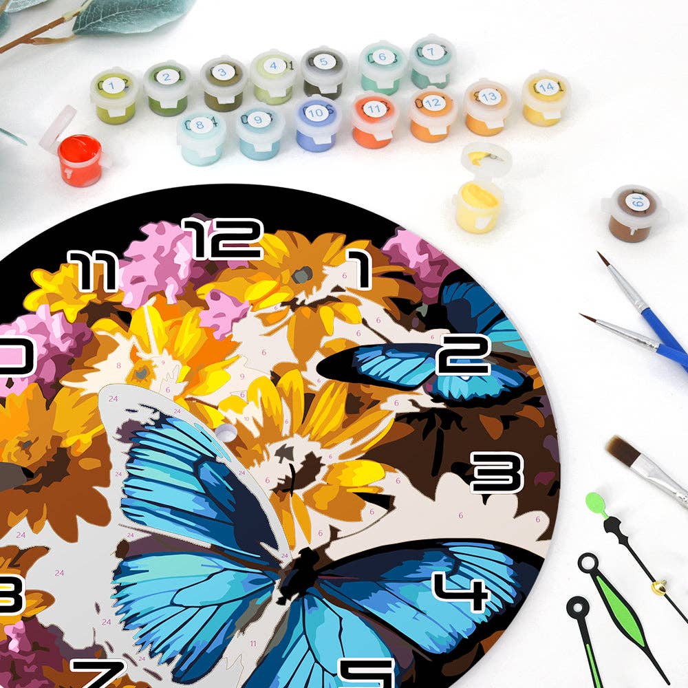 Paint Your Numbers - Wholesale DIY Craft Kit - Paint the Moment – Butterfly Bloom Clock Kit12