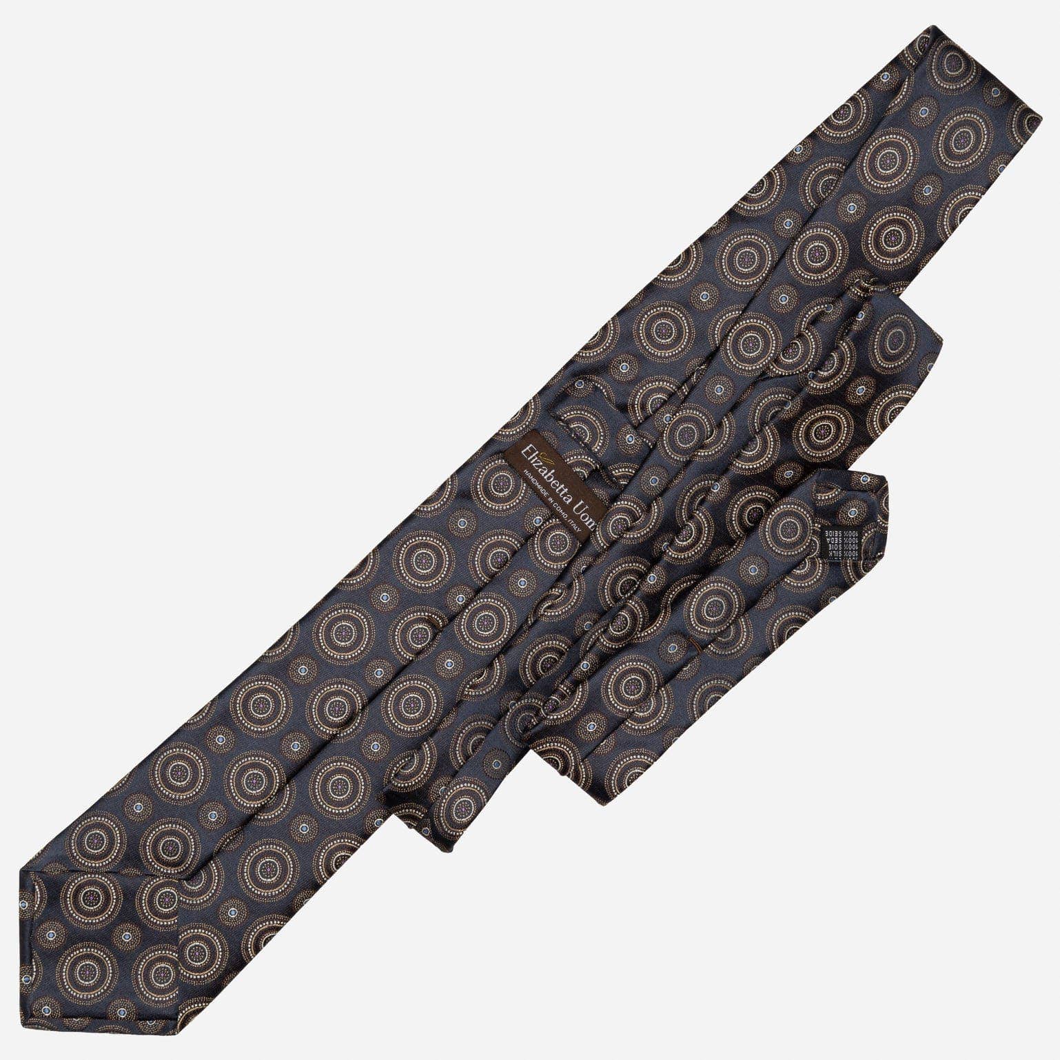 Elizabetta Made in Italy USA – wholesale Necktie – Men’s – Cefalù - Silk Jacquard Tie - Navy and Brown2