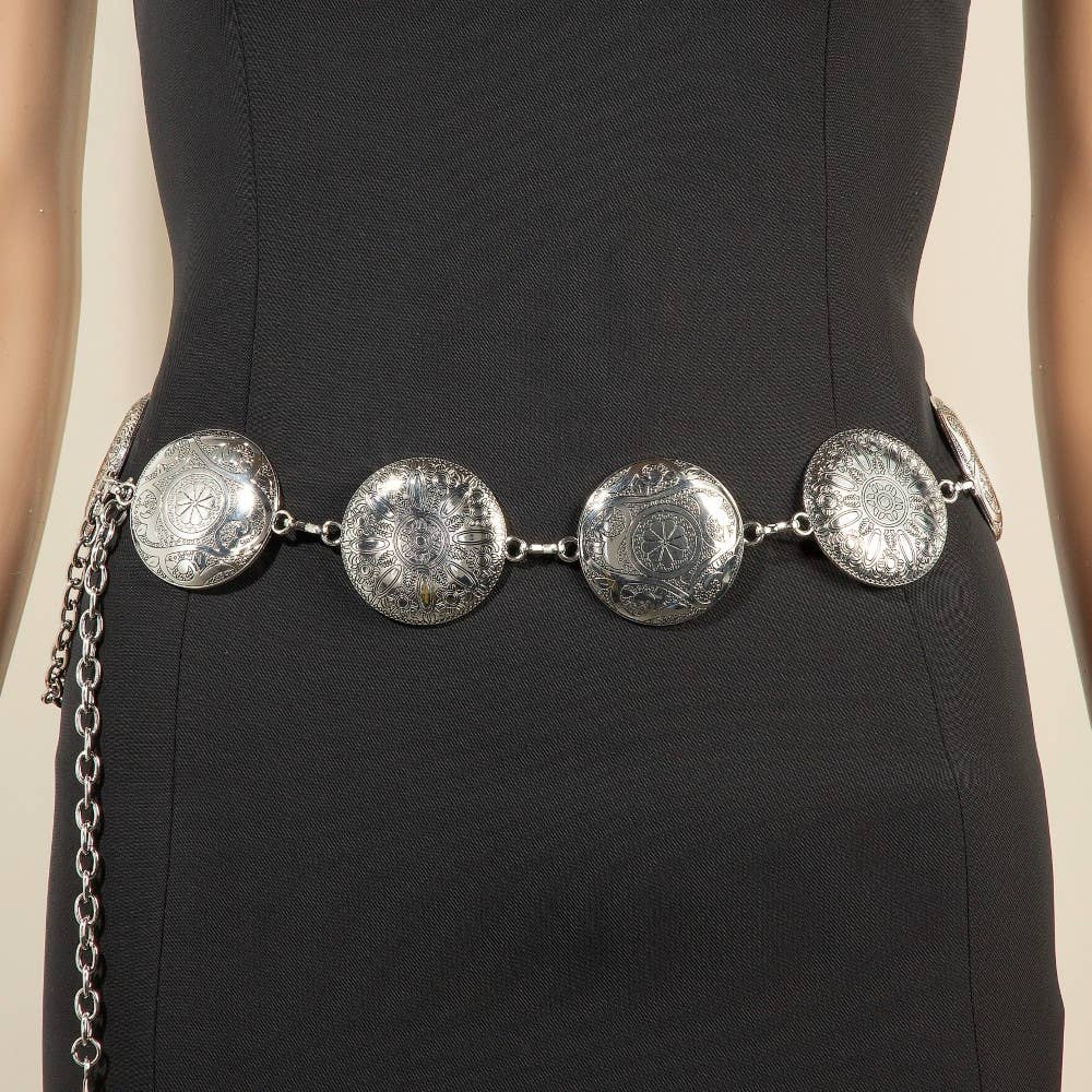 Anarchy Street – Cinto - Mulher por atacado – Cinto de Corrente com Discos Gravados Western Concho3