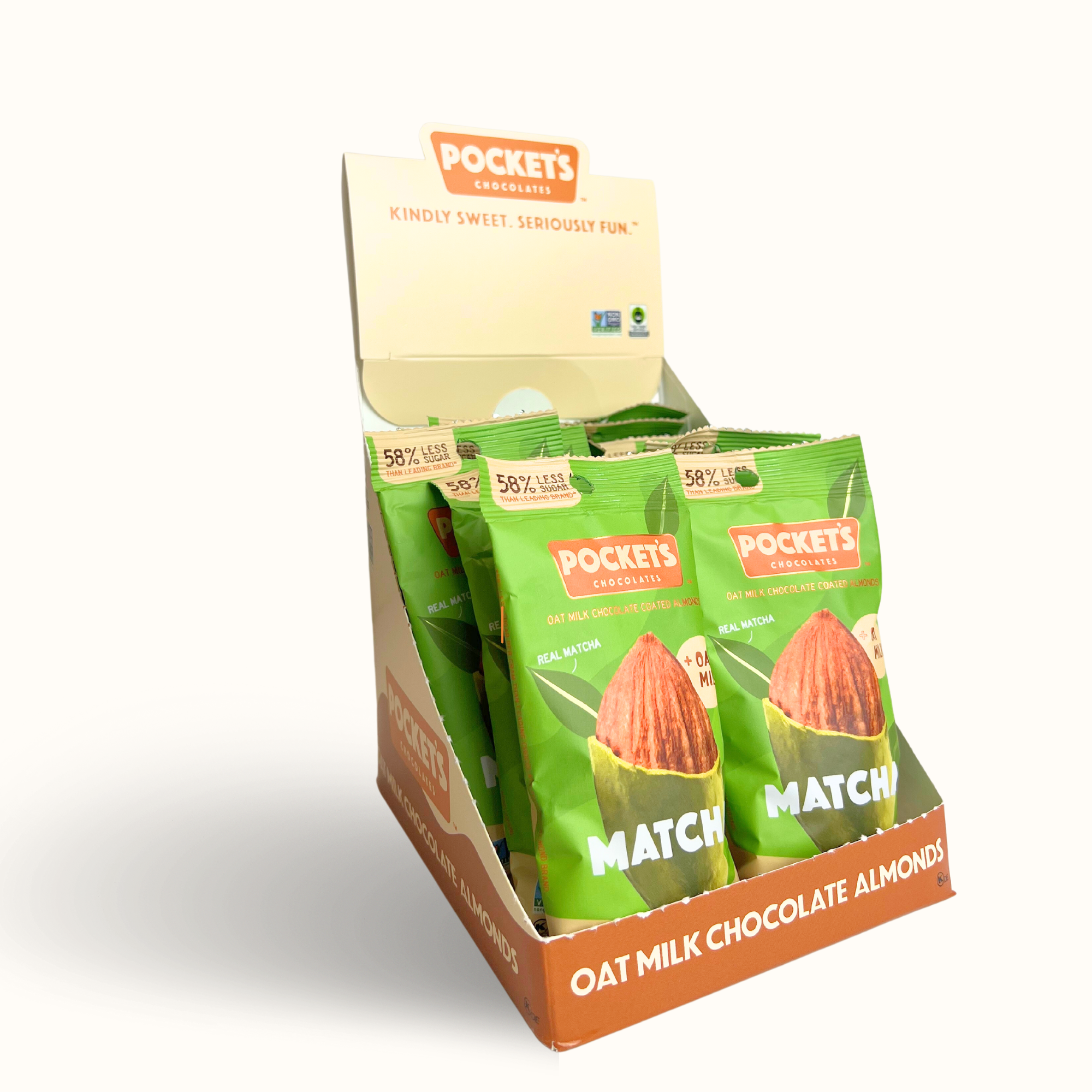 Pocket's Chocolates (Formerly Pocket Latte) - Wholesale Chocolate Covered Sweets - Matcha Chocolate Almonds, 1.05 oz Single Serve Packs5