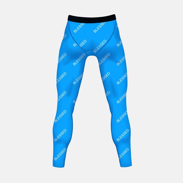 Blessed Pattern Blue Tights for Men for wholesale on Faire1