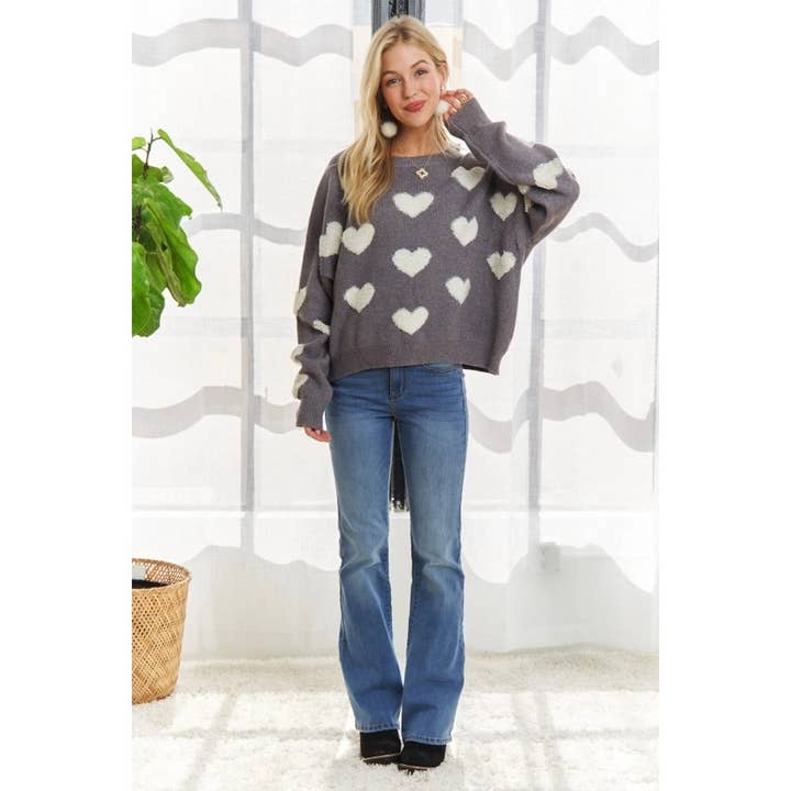 Cropped Button Down Sweater Cardigan Boho Floral Heart Patte for wholesale by Apolline