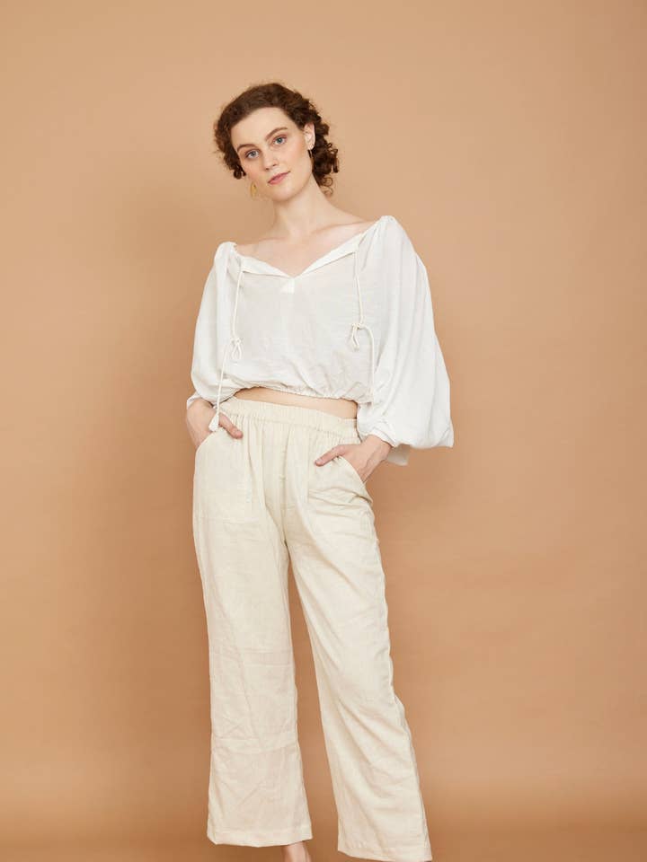 Ojasvi Pants in Cream for wholesale by Pana Mina