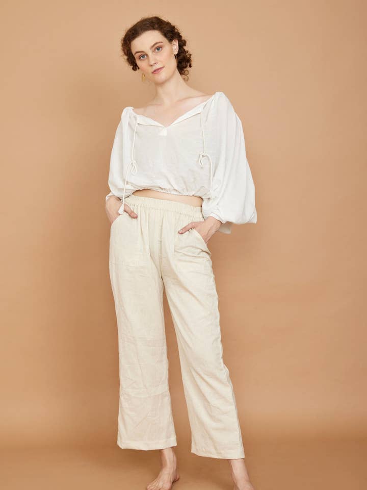 Ojasvi Pants in Cream for wholesale by Pana Mina