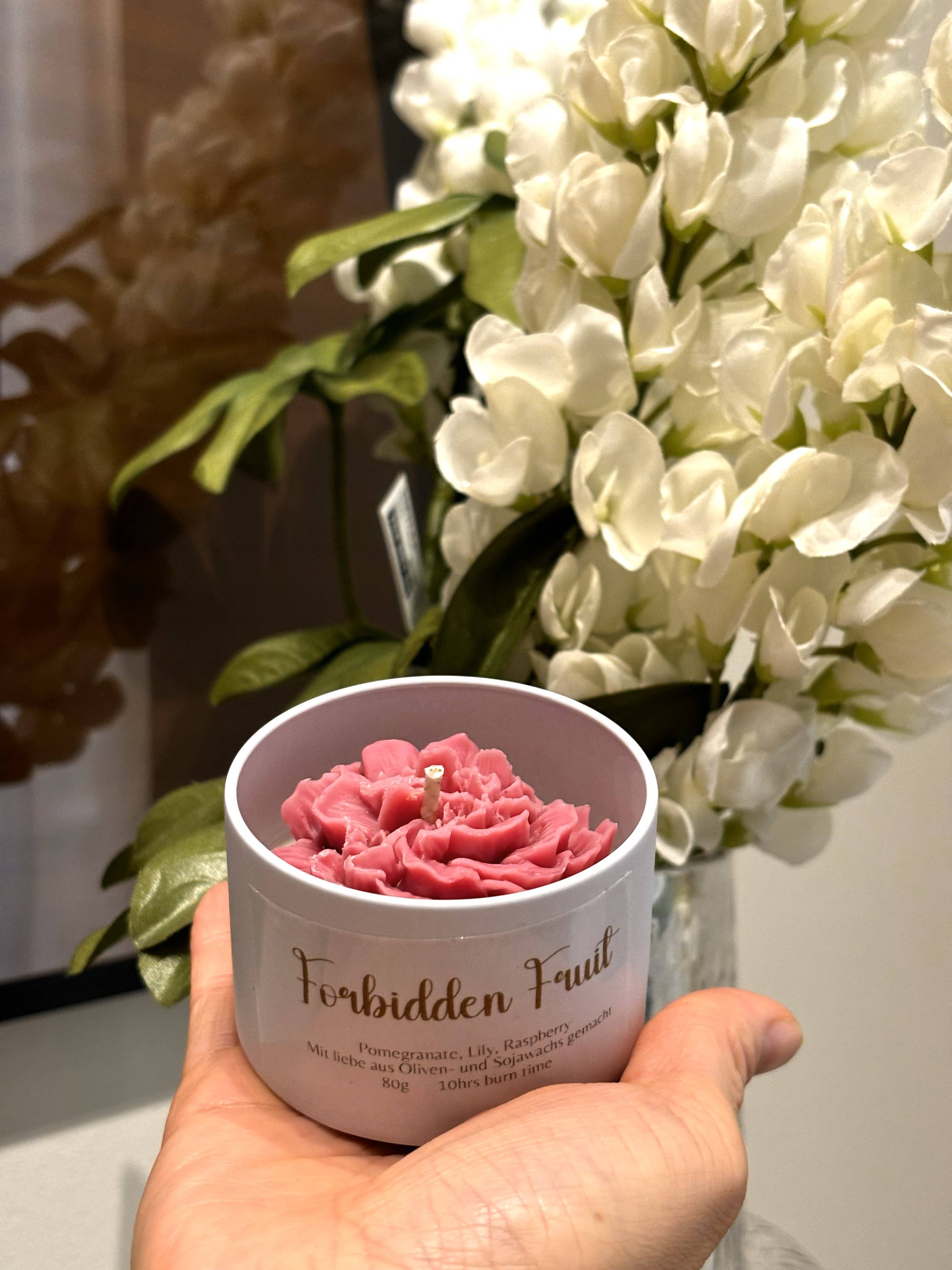 Oh Sweet Candles – wholesale Jar/filled candle – Forbidden Fruit (Carnation) - Pomegranate 90g Scented Candle3