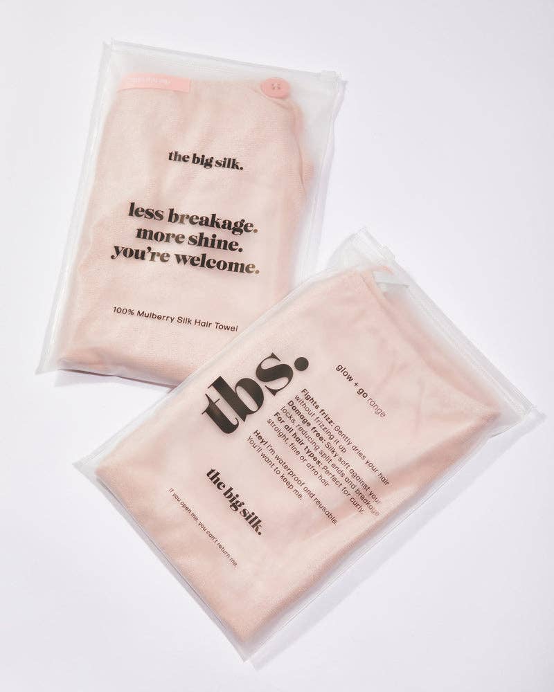 Rose Serviette à cheveux en soie brossée 100 % biologique en vente sur Faire2