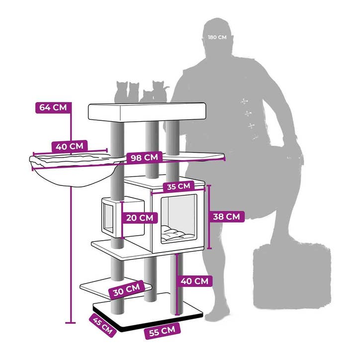Lords and Labradors – Engroshandel Kradsetræ - Kat – Kings & Queens Cleopatra katte træ med kube, 134 cm2