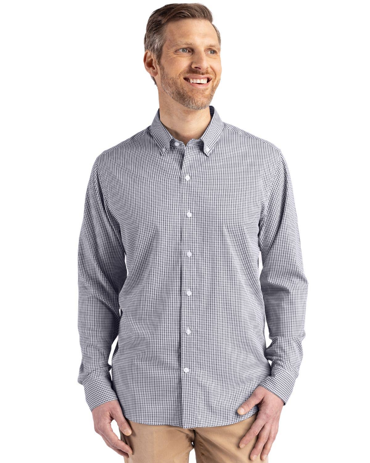 Cutter & Buck - Wholesale Button Down Shirt - Men's - Cutter & Buck Skyline Gingham Mens Big & Tall Dress Shirt6