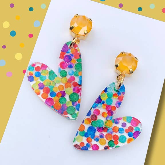 Pendientes acrílicos con forma de corazón de confeti para venta al por mayor de LUSTER