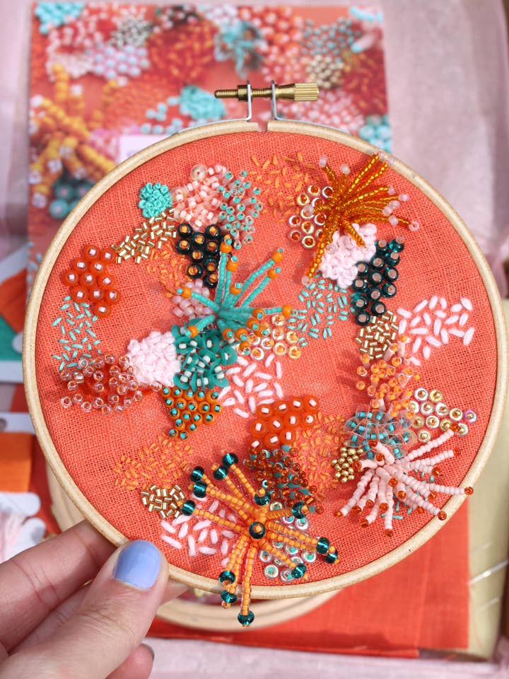 Beaded Embroidery Kit In Orange for wholesale by Imogen Melissa