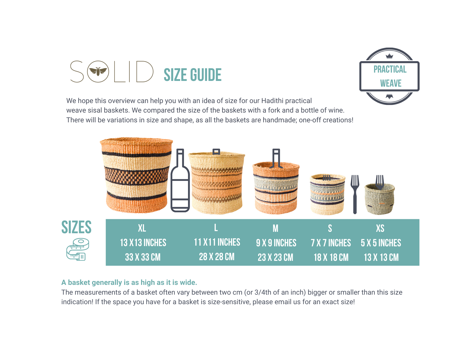 Crafts by Solid - Wholesale Basket - Handwoven Sisal Baskets - Natural Hues - XXS - XXL47