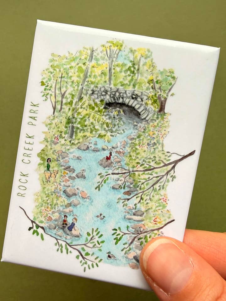 Aimant Rock Creek Park – Souvenir Aquarelle DC pour la vente par Alexandra Schmeling Fine Art