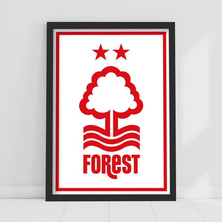 Nottingham Forest FC Print - Red Crest White Background Poster for wholesale by Themed